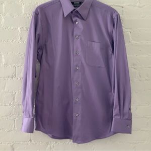 MURANO Liquid Cotton Long Sleeve Button Up Dress Shirt Purple Mens Size 16/ 33